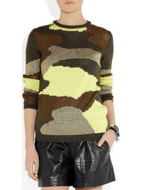 Alexander McQueen Green Camouflage Knitted Jumper
