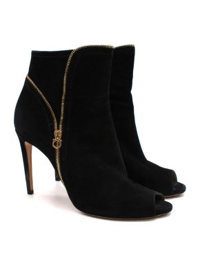 Salvatore Ferragamo Black Suede Heeled Ankle Boots
