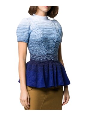 Self Portrait Ombre Short Sleeve Knit Top