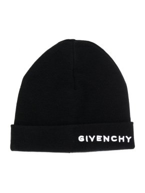 Givenchy Woolen Black Logo Beanie