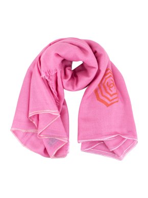 Chanel Pink Cashmere & Silk Blend Umbrella Print Shawl