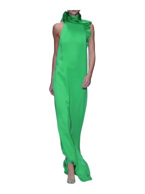 Gucci green ruffled silk-crepe gown