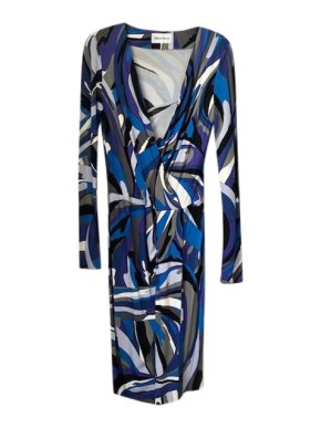 Emilio Pucci Blue Printed Wrap Dress