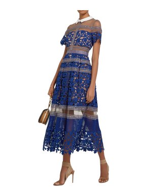 Self Portrait Liliana blue lace midi dress