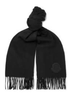 Moncler soft lack will fringed scarf