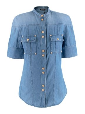 Balmain Denim Short Sleeve Shirt
