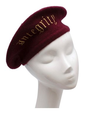 Itchy Scratchy Patchy Burgundy Embroidered Beret