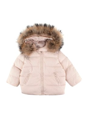 Bonpoint Baby Pink Fur-Hooded Puffer Coat