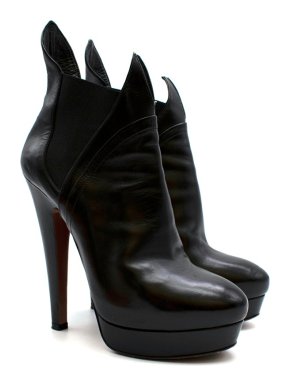 Alaia Black Leather Platform Ankle Boots