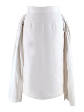 Comme des Garcons White Cotton Pleated Bustle Detail Skirt