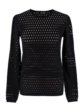 Tom Ford Black Stretch Knit Fishnet Jumper