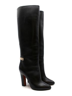 Givenchy Black Smooth Leather Knee High Boots