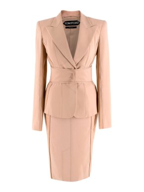 Tom Ford Peach Bodice Belted Skirt Suit