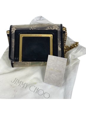 Jimmy Choo black leather & floral crossbody bag