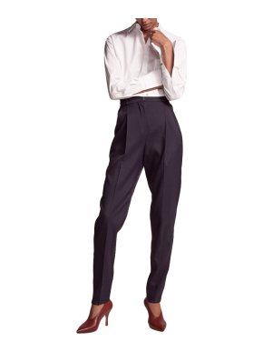 Another Tomorrow Single Pleat Trousers Midnight Blue
