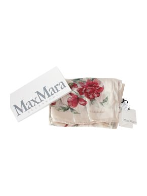 MaxMara cream floral rose silk scarf