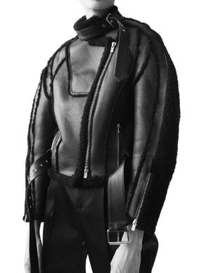 Peter Do Black Car Seat Shearling Jacket