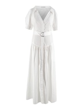 Camilla & Marc White Cotton Short-Sleeve Maxi Shirt Dress