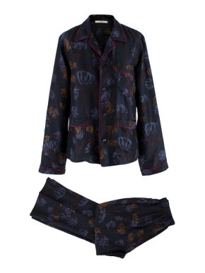 Prada Floral Print Navy Pyjama Set