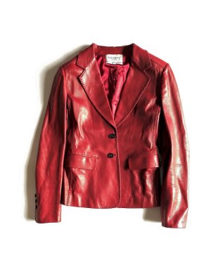 Yves Saint Laurent red leather blazer jacket