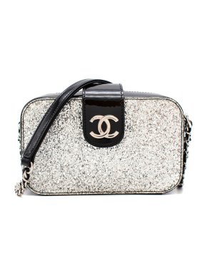 Chanel Patent Silver Glitter Fall '17 Camera Bag