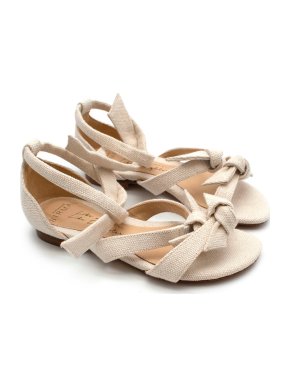 Alexandre Birman Cream Cotton Sandals