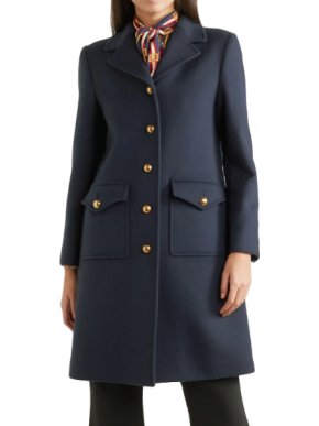 Gucci Navy Embellished Wool-Felt Coat