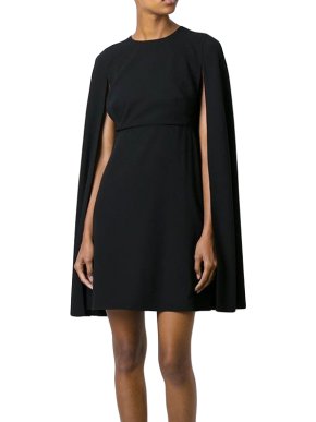 Valentino black wool cape dress