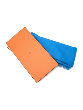 Hermes Hermès New Libris Stole in a Blue Cashmere and Silk Jacquard Blend