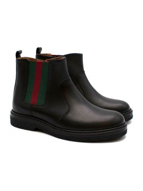 Gucci Kids Webstripe Black Chelsea Boots