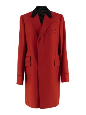 Gucci Mens Red & Black Wool Coat