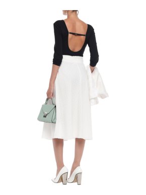 Tibi Black Open-Back Stretch Long-Sleeve Bodysuit