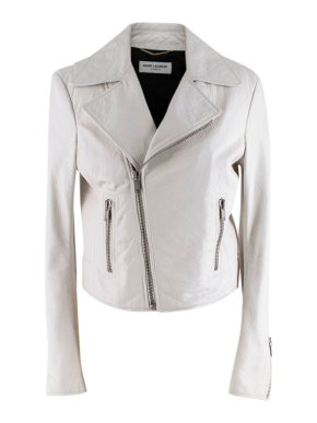 Saint Laurent Soft Lambskin Off-White Biker Jacket