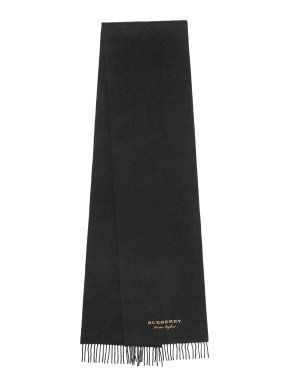 Burberry limited edition black logo cashmere fringe scarf