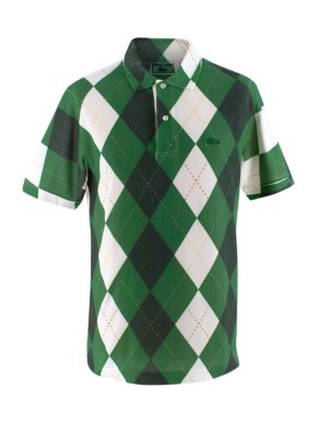 Chemise Lacoste Luxe Green Argyle Print Cotton Polo