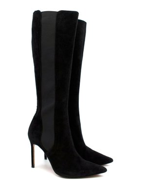 Manolo Blahnik Black Suede Stiletto Boots
