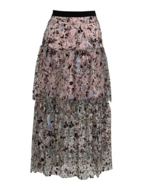 Self Portrait Constellation Tiered Midi Skirt