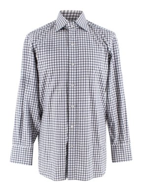Tom Ford Grey and White Cotton Gingham Shirt