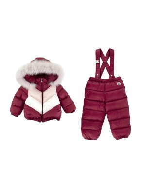 Moncler Purple Chevron Quilted Puffer Jacket & Salopettes