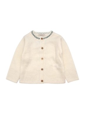 Bonnet a Pompon Cream Knitted Cardigan