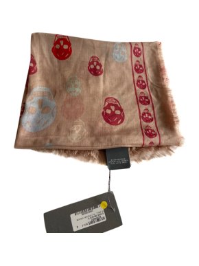 Alexander McQueen Peach Skull Print Scarf