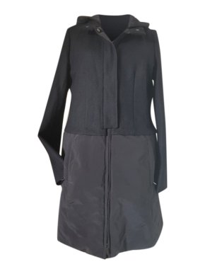 Max Mara Black Wool Blend Down Coat