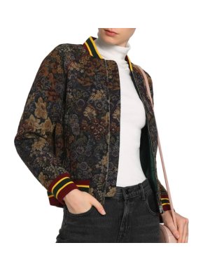 Sandro Jacquard Floral Bomber Jacket