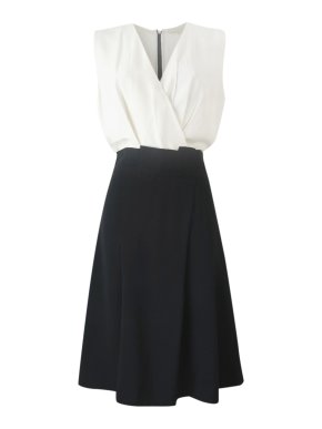 Vanessa Bruno Two-Tone Wrap Style Sleeveless Dress