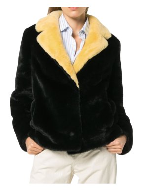 Stand Faux Fur Contrast Collar Mariska Jacket