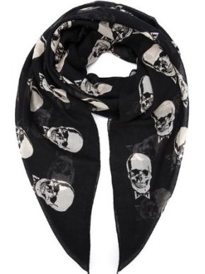 Saint Laurent Black Skull Print Scarf