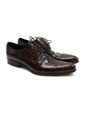 Dolce & Gabbana Dark Brown Patent Leather Derby Shoes