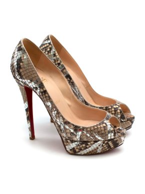 Christian Louboutin Python Lady Peep Platform Pumps