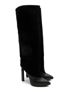Jimmy Choo Black Suede & Leather Tall Boots