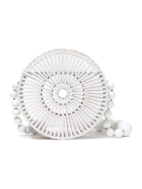 Cult Gaia White Circular Bamboo Shoulder Bag